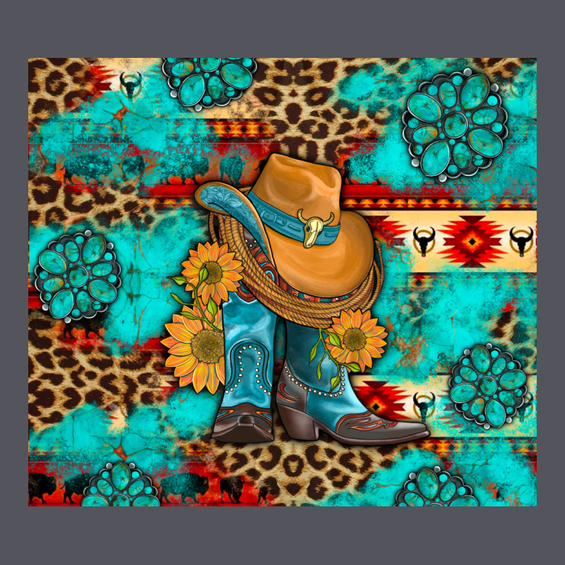 Cowboy Boots With Turquoise And Aztec Vintage Hoodie by Artiststas | Teevron