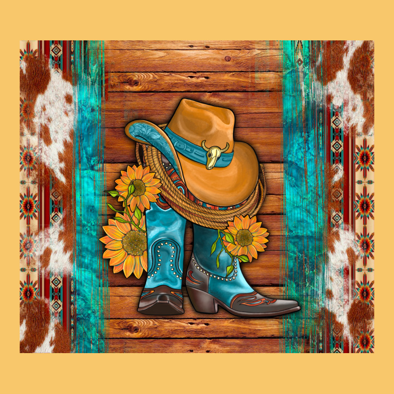 Cowboy Boots Turquoise Aztec Cowhide Vintage Hoodie by Artiststas | Teevron