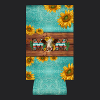 Mom Hereford Cattle Sunflowers On Tooled Leather Slim Can Cooler Vintage Tee | Teevron