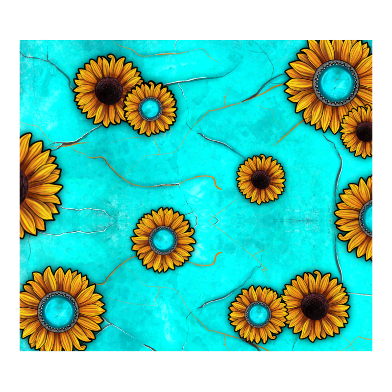 Turquoise Gemstone Sunflower Long Sleeve Tee by JahusDesignShop | Teevron