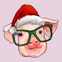Christmas Pig With Santa Claus Hat Ladies Tee | Teevron