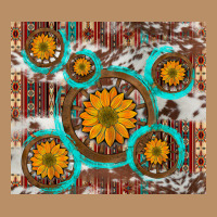 Sunflowers And Western Old Wheel Aztec Cowhide Background Vintage Hoodie | Teevron