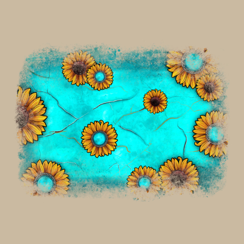 Turquoise Gemstone Sunflower Background Long Sleeve Tee by JahusDesignShop | Teevron