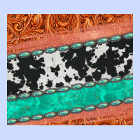 Western Turquoise Gemstone Cowhide  Leather Tumbler Urban Heavy Tee | Teevron