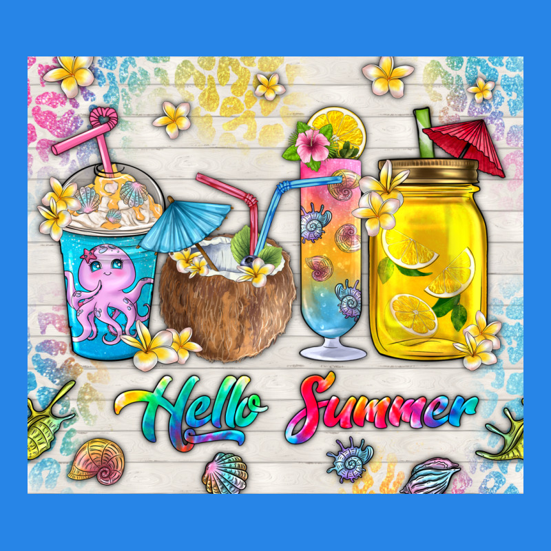 Hello Summer Coffee Cups Premium Hoodie by TumblerDesignByShophia | Teevron