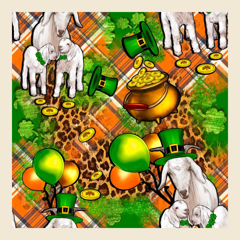 St Patricks  Goat Family With Balloons Seamless Premium Tee by FaDigitalArtStudio | Teevron