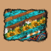 Western Aztec Sunflowers Turquoise Cowhide Background Vintage Tee | Teevron