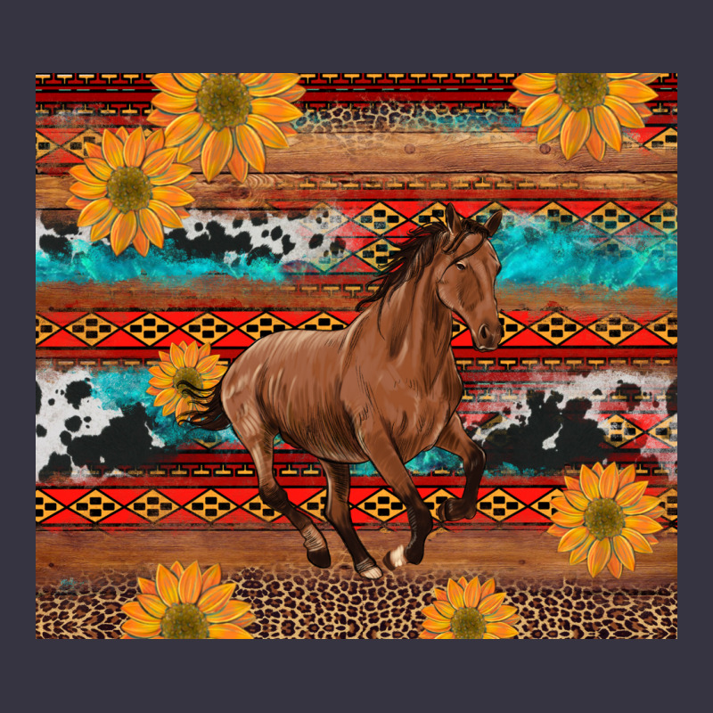Western Horse And Sunflowers Cowhide Leopard With Aztec Vintage Hoodie by Artiststas | Teevron