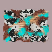 Western Cowhide Turquoise And Wood Background Vintage Hoodie | Teevron