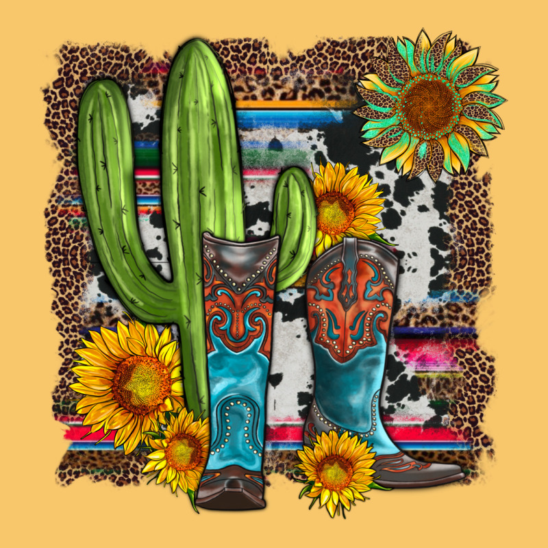Western Cactus With Cowboy Boots And Sunflowers Vintage Hoodie by Artiststas | Teevron