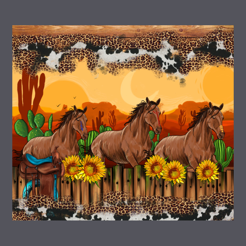 Western Horses And  Sunset With Sunflowers Vintage Hoodie by Artiststas | Teevron