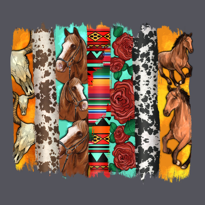 Western Horses Roses And Bullskulls Wıth Cowhide Amd Serape Brushstro Vintage Hoodie by Artiststas | Teevron