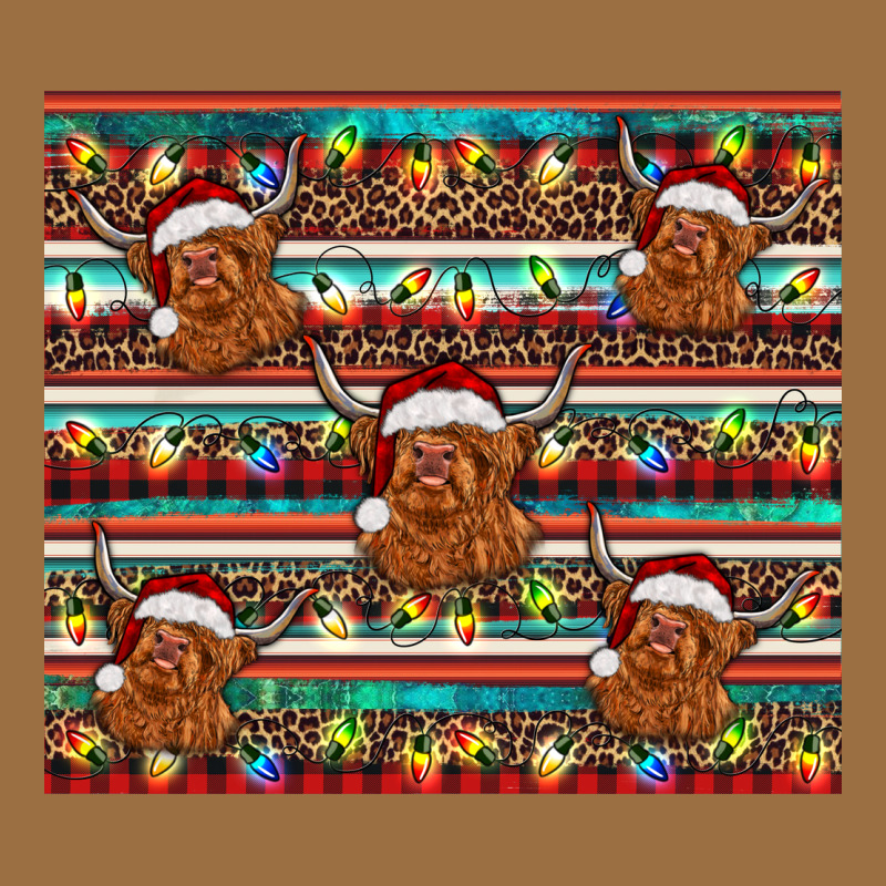 Christmas Turquoise Serape Highland Cow Vintage Tee by BarkalooDesign | Teevron