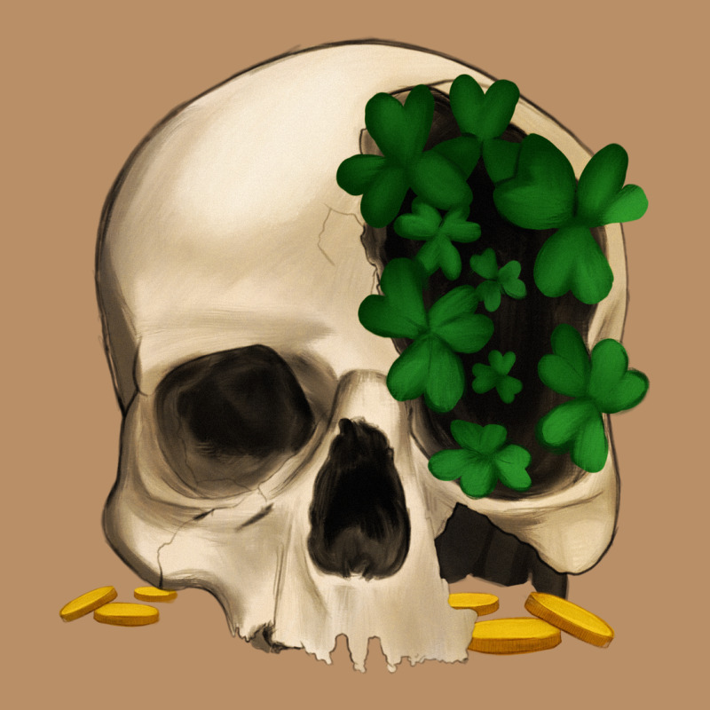 St Patrick's Day Skull With Clovers Vintage Hoodie by Jasminsmagicworld | Teevron