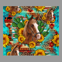 Sunflowers And Cactus Horses Turquoise Aztec Leopard Background Vintage Hoodie | Teevron