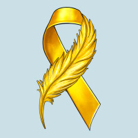 Childhood Cancer Ribbon With Feather Ladies Tee | Teevron