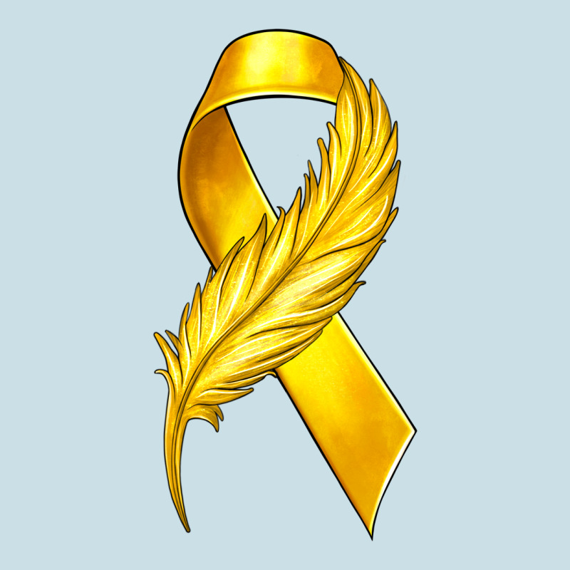 Childhood Cancer Ribbon With Feather Ladies Tee by texasbilliewilder | Teevron