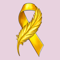 Childhood Cancer Ribbon With Feather Ladies Tee | Teevron