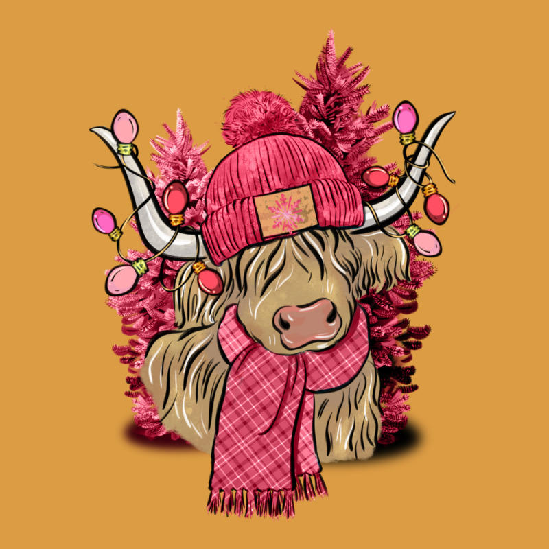 Pink Winter Long Haired Cow Urban Heavy Tee by NancyCooperArtShop | Teevron