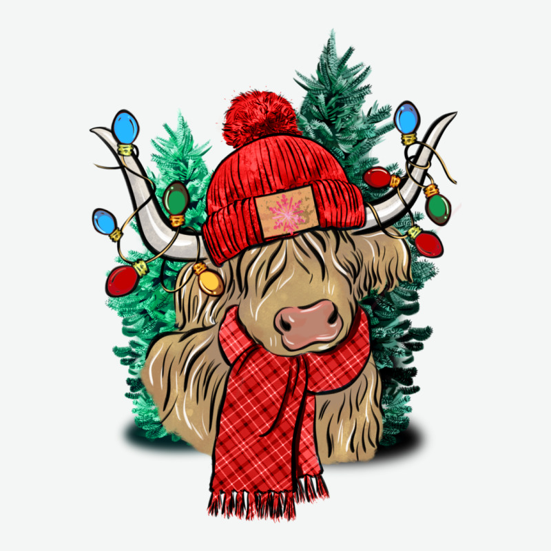 Red Christmas Long Haired Cow Urban Heavy Tee by NancyCooperArtShop | Teevron