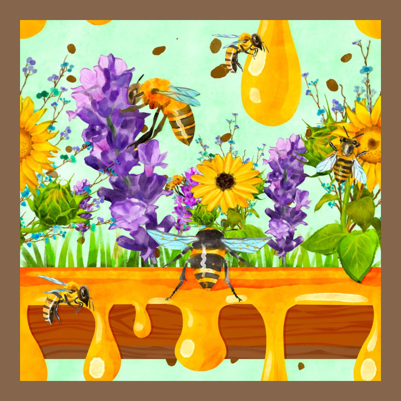 Honeydrip Bee Lavender Daisy Sunflower Seamless Pa Premium Tee by FaDigitalArtStudio | Teevron