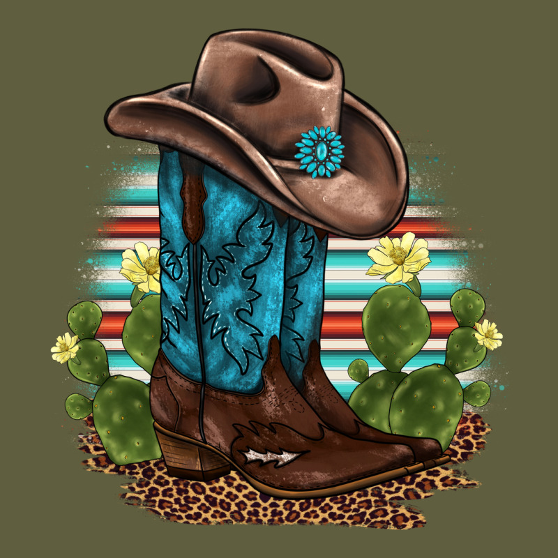 Western Boots And Hat Cactus Leopard Serape Pattern Vintage Tee by BarkalooDesign | Teevron