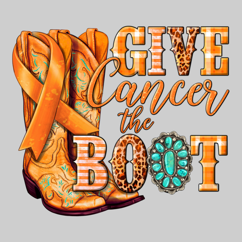 Give Cancer The Boot Kidney Cancer Orange Ribbon Premium Sweatshirt by NancyCooperArtShop | Teevron