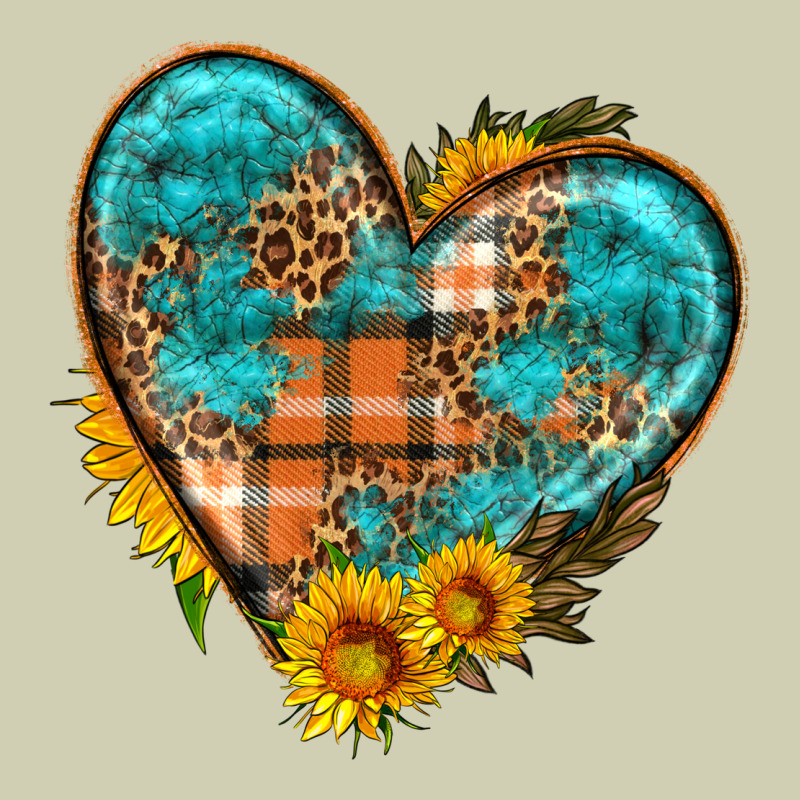 Fall Pattern Heart With Sunflower Heavy Core Tee by HRA Design Shop | Teevron
