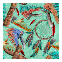 pipe tomahawk dreamcatcher headdress seamless patt | Teevron