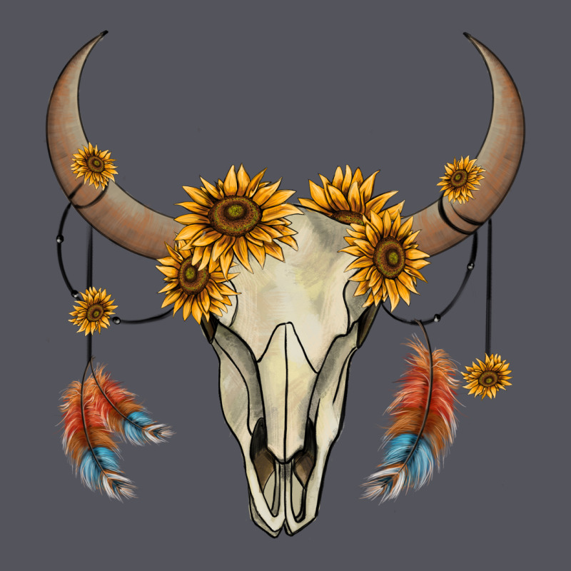 Bull Skull Sunflowers And Feathers Vintage Hoodie by AdoDesignShop | Teevron