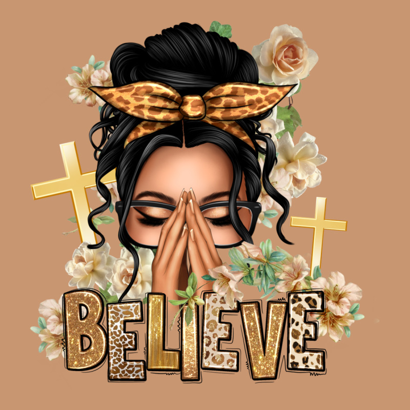 Black Hair Believe Praying Caucasian Messy Bun Heavyweight Hoodie by texasbilliewilder | Teevron