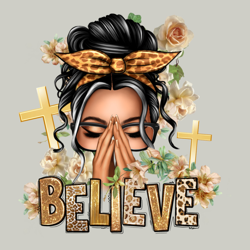 Gray Hair Believe Praying Caucasian Messy Bun Heavyweight Hoodie by texasbilliewilder | Teevron