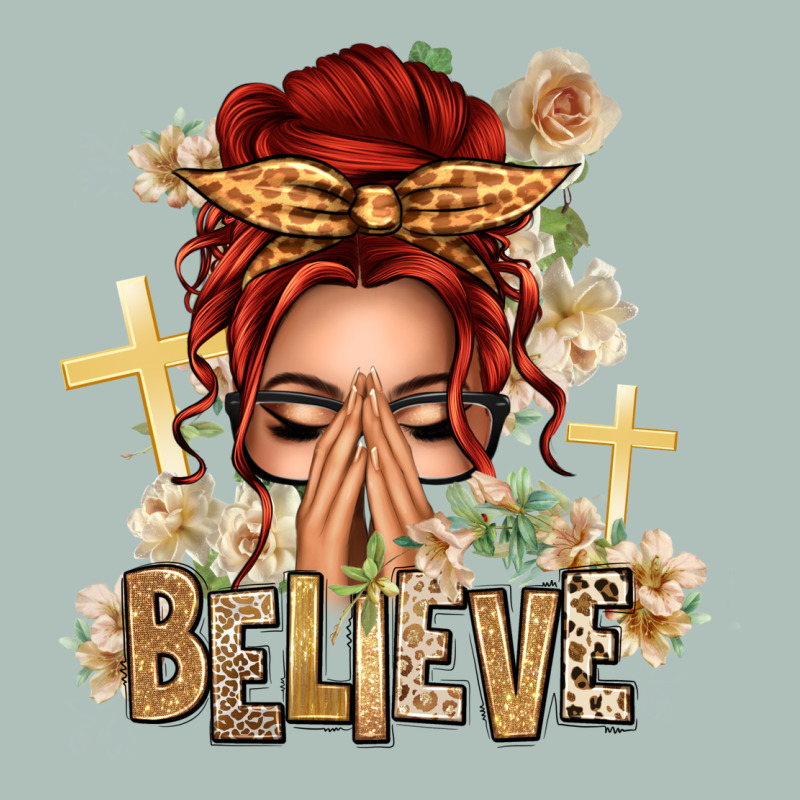 Red Hair Believe Praying Caucasian Messy Bun Heavyweight Hoodie by texasbilliewilder | Teevron