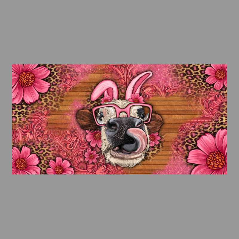 Easter Heifer With Bunny Ears And Glasses License Plate Vintage Hoodie by Artiststas | Teevron