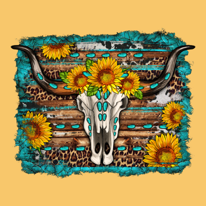 Longhorn Bull Skull Western Turquoise Background Vintage Hoodie by Artiststas | Teevron