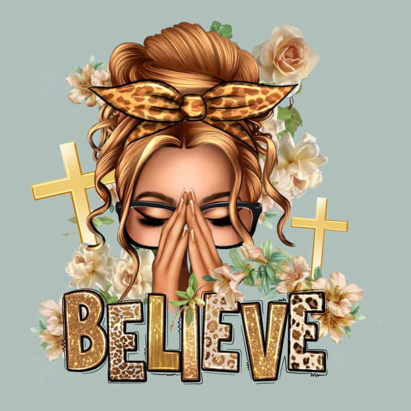 Blonde Hair Believe Praying Caucasian Messy Bun Heavyweight Hoodie by texasbilliewilder | Teevron