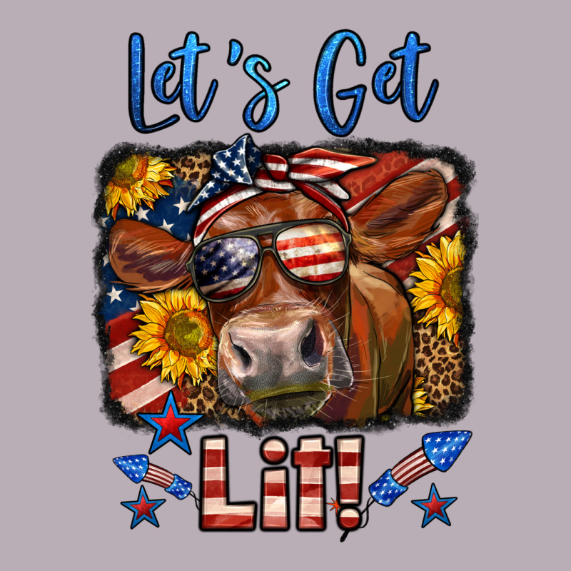 Let's Get Lit 4th Of July Cow Vintage Tee by LillyAllenDesigns | Teevron