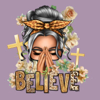 Silver White Believe Praying Caucasian Messy Bun Heavyweight Hoodie | Teevron