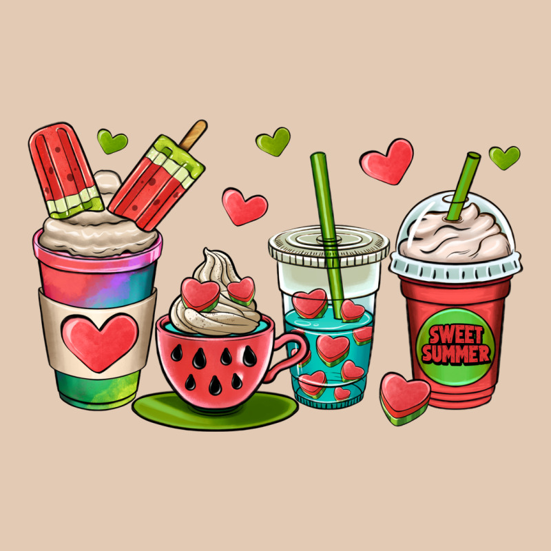 Watermelon Summer Coffee Cups Urban Hoodie by OliviaCreatesArt | Teevron