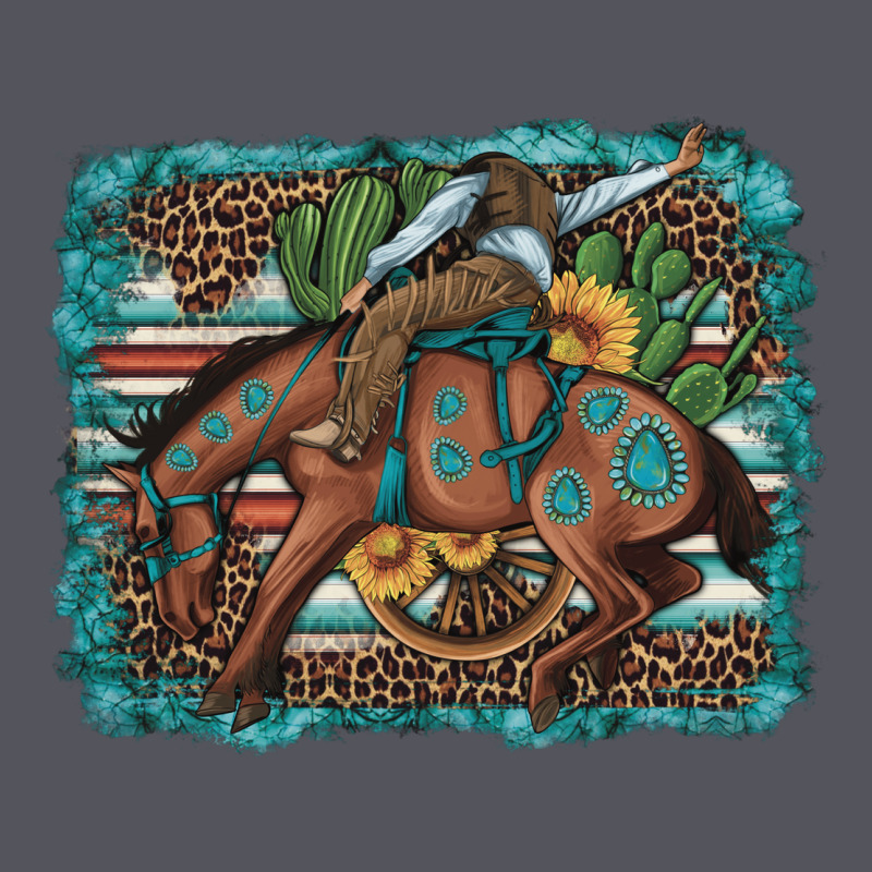 Bucking Bronco Cowboy Rodeo Cactus And Sunflowers Vintage Hoodie by Artiststas | Teevron