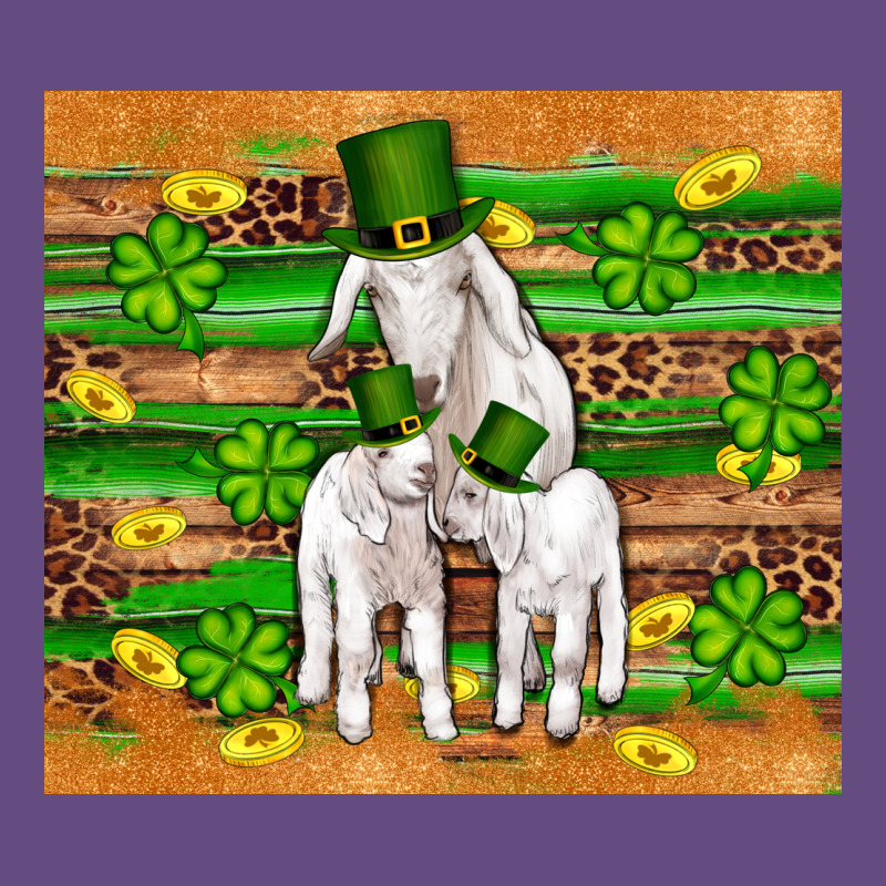 St Patricks Goat Family Shamrock Gold Serape Leopard Glitter Wooden Tu Vintage Hoodie by Artiststas | Teevron