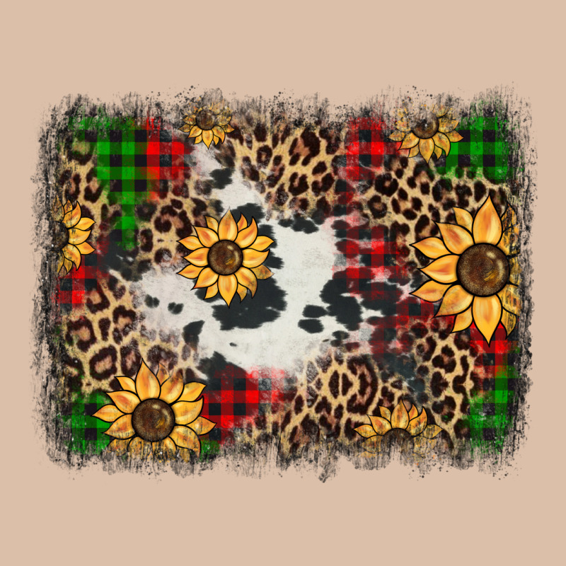 Distressed Christmas Sunflowers Leopard Cowhide Background Urban Heavy Tee by Jasminsmagicworld | Teevron