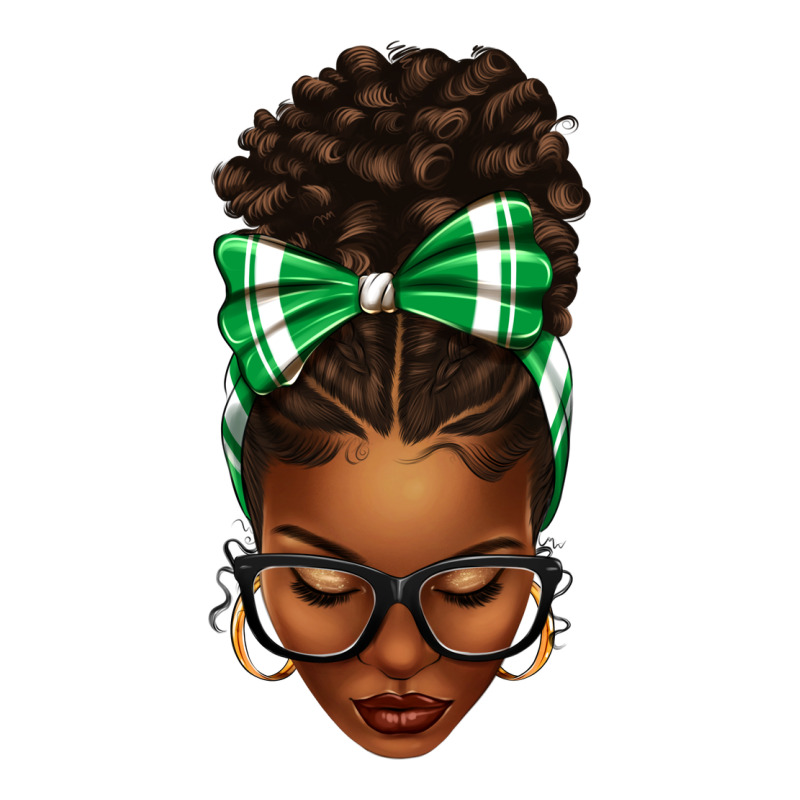 Afro Messy Bun Green And White Bow Heavyweight Hoodie by texasbilliewilder | Teevron