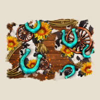 Western Cowhide Horseshoe Sunflower Background Urban Heavy Tee | Teevron