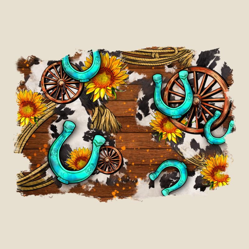 Western Cowhide Horseshoe Sunflower Background Urban Heavy Tee by AdoDesignShop | Teevron