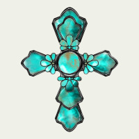 Western Turquoise Gemstone Cross Urban Heavy Tee | Teevron