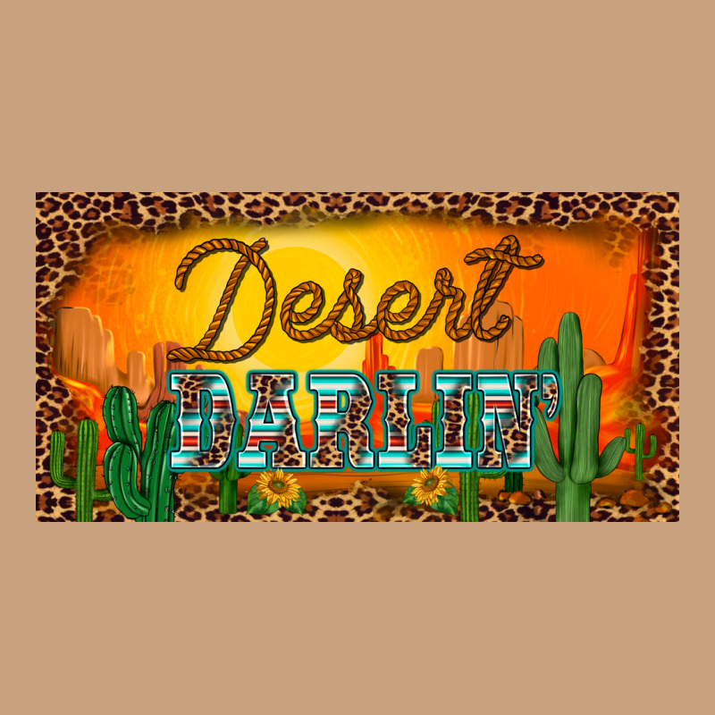 Western Desert Darlin Sunset Cactus Leopard Serape   License Plate Tem Vintage Tee by BarkalooDesign | Teevron