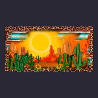 Western  Sunset Cactus Leopard Serape   License Plate Template Vintage Tee | Teevron