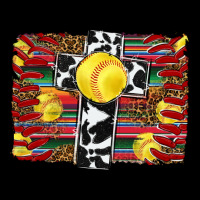 Softball Cross Serape Leopard Background Ladies Tee | Teevron