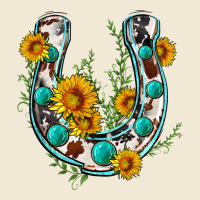 Cowhide Sunflower Horseshoe Ladies Tee | Teevron